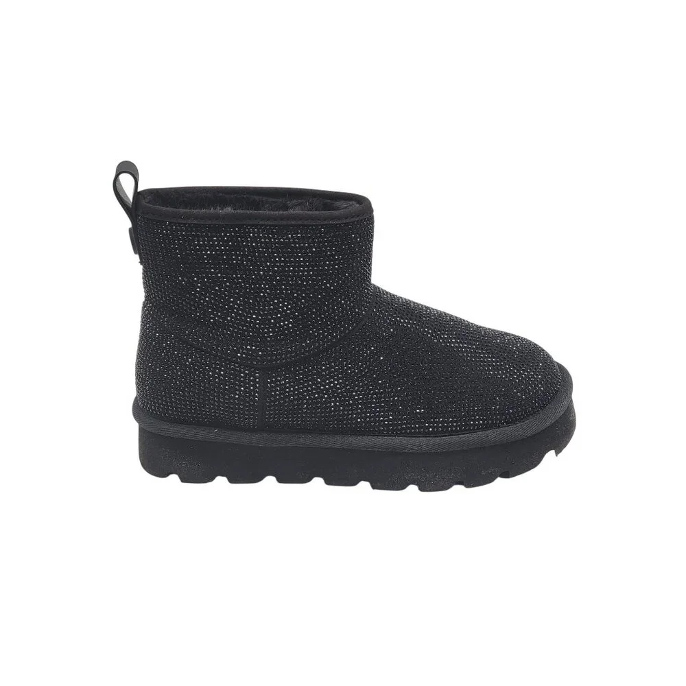 Michael Kors Winnie Sparkle Bootie Black Glitter Ankle Boots Womens 7M